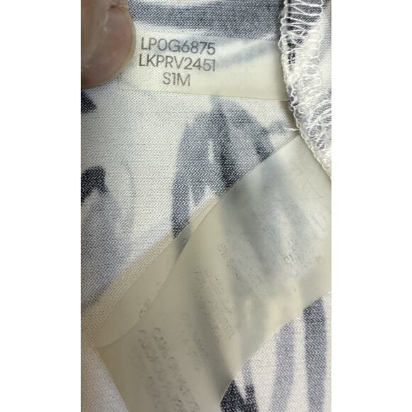 Karl Lagerfeld Paris Sz 3X Blk Wht Floral Keyhole back Layered Flutter Slv Tunic - Picture 5 of 8